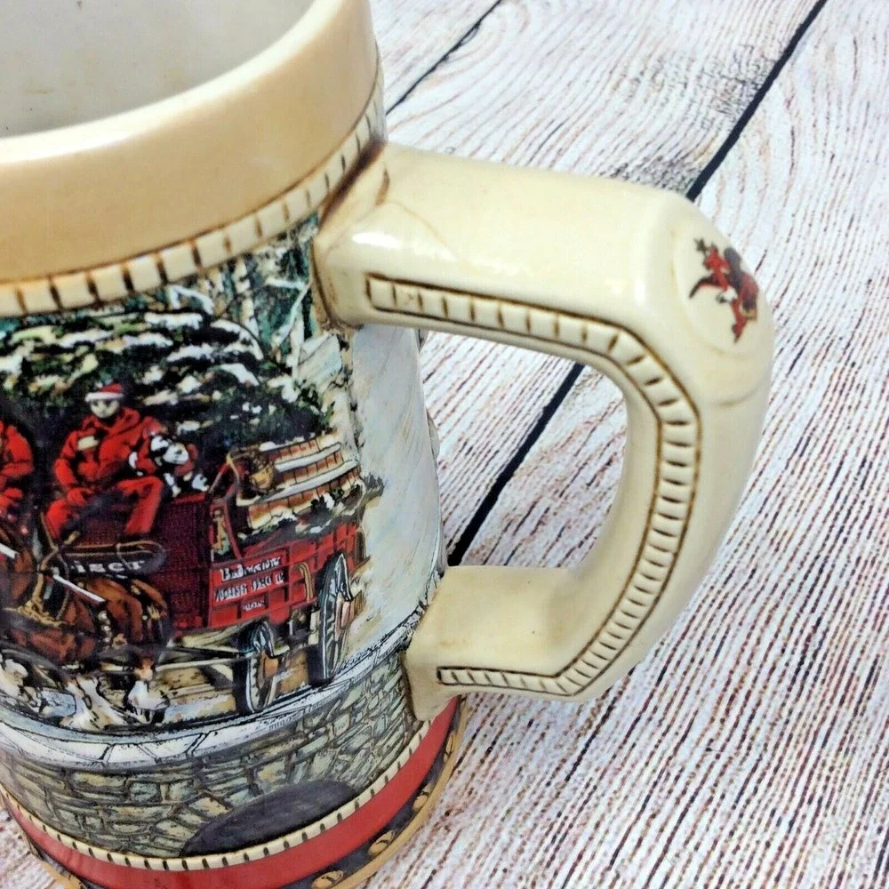 1988 Anheuser Busch Budweiser Clydesdale Holiday Beer Stein Collectors Series